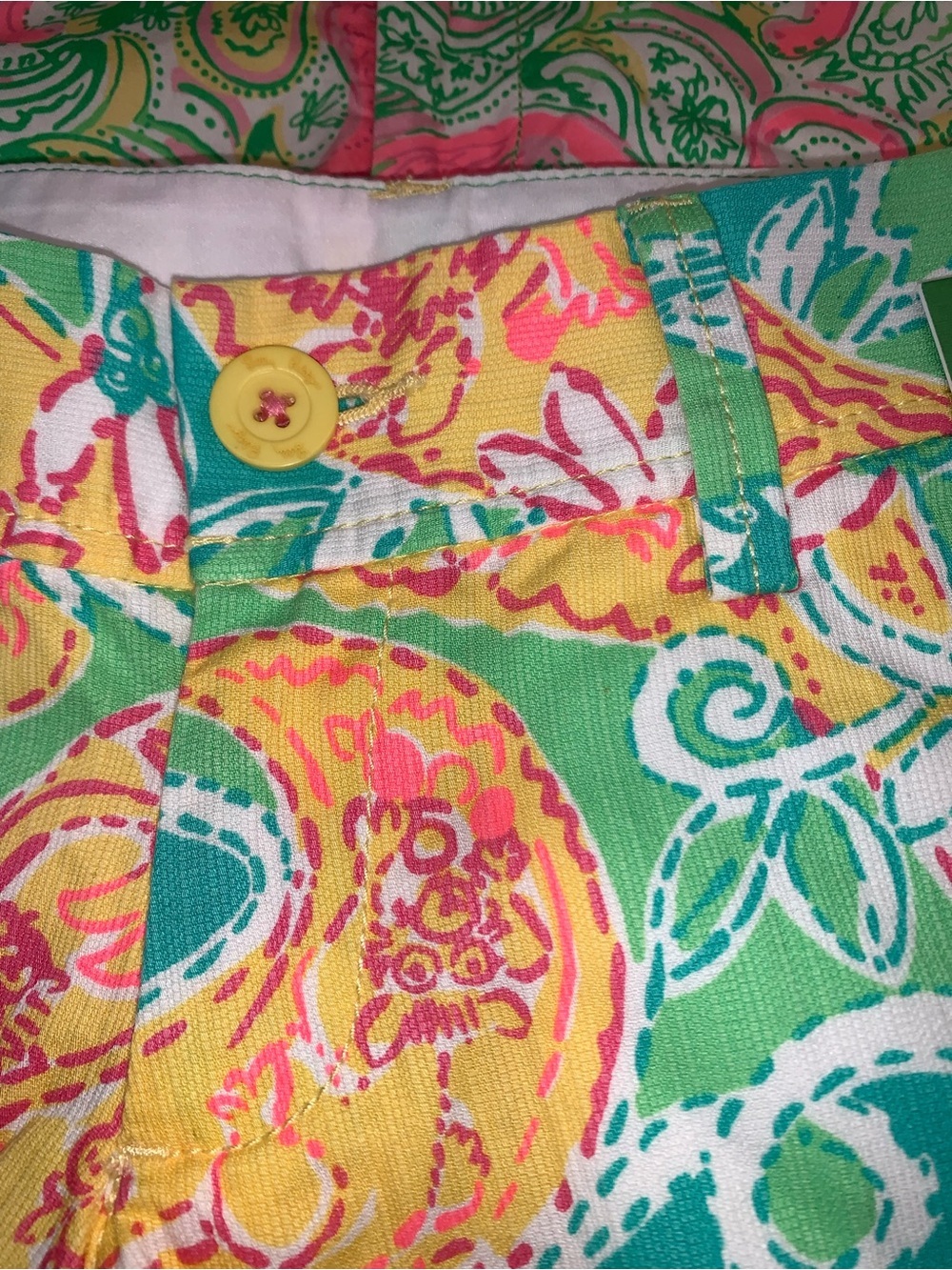 NEW Lilly Pulitzer Teal, Yellow & Pink Paisley Walsh Shorts Size 000 Set - Picture 5 of 16
